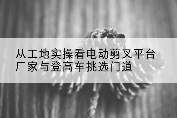 绥滨电动剪叉升降平台厂家-从工地实操看电动剪叉平台厂家与登高车挑选门道